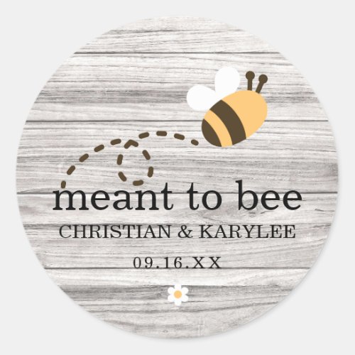 Rustic Meant To Bee Wedding Classic Round Sticker