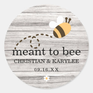 Rustic Meant To Bee Wedding Classic Round Sticker