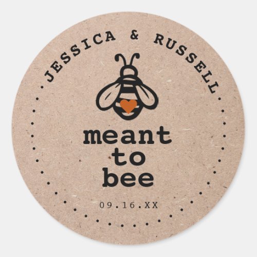 Rustic Meant To Bee Wedding Classic Round Sticker