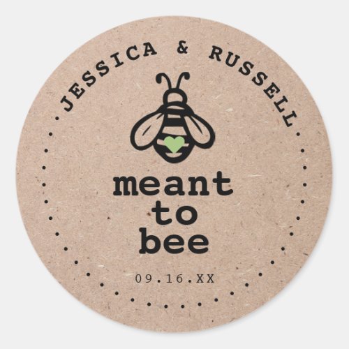 Rustic Meant To Bee Wedding Classic Round Sticker