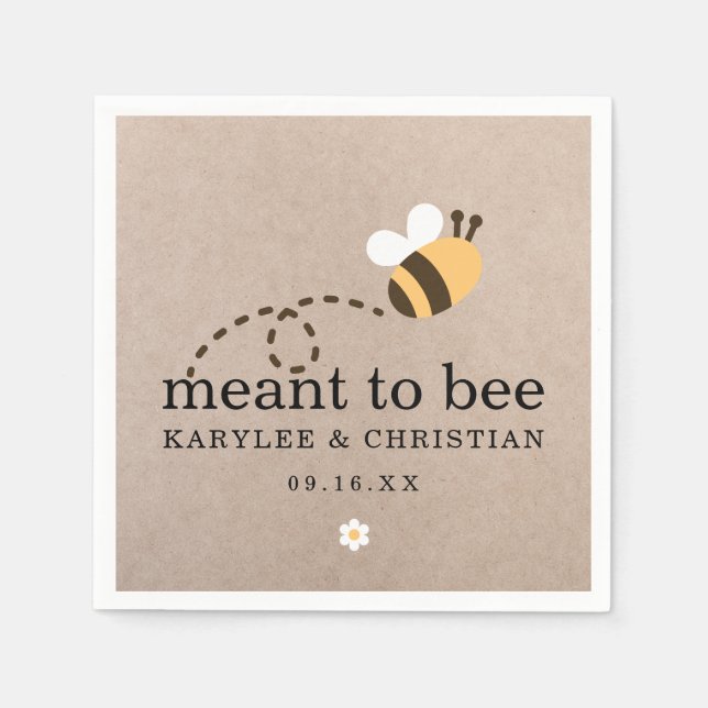 Rustic Meant To Bee Wedding Paper Napkins (Front)