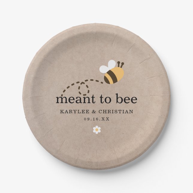Rustic Meant To Bee Wedding Paper Plates (Front)