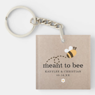 Rustic Meant To Bee Wedding Photo Keychain