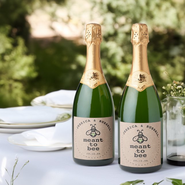 Rustic Meant To Bee Wedding Sparkling Wine Label (Rustic Meant To Bee Wedding Sparkling Wine Label)