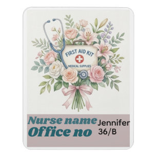 Rustic Medical Wall Decor – Yellow Botanical Steth Door Sign