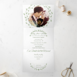 Rustic Medieval Photo Wedding   Tri-Fold Invitation