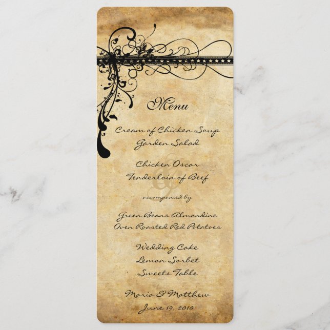 Rustic Medieval Renaissance Wedding Menu (Front)