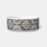 Rustic Mediterranean Ceramic Pet Bowl<br><div class="desc">Bring the warmth of the Mediterranean to your pet’s mealtime with this rustic ceramic pet bowl, featuring a distressed, tile-inspired design in warm yellows and blues. This beautiful pattern is reminiscent of old-world charm, combining style and functionality to add a unique touch to your home and pet space. Durable and...</div>