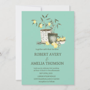 Rustic Mediterranean Lemon Wedding Invitation
