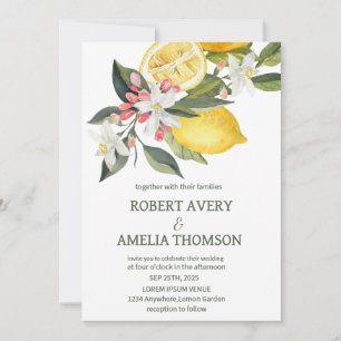 Rustic Mediterranean Lemon Wedding Invitation