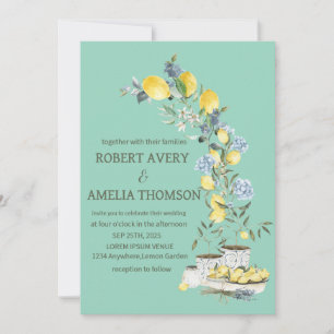 Rustic Mediterranean Lemon Wedding Invitation