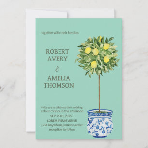 Rustic Mediterranean Lemon Wedding Invitation