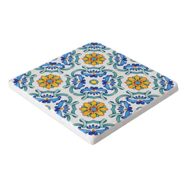 Rustic Mediterranean Pattern Kitchen Trivet (Corner)