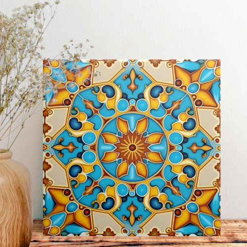 Rustic Mediterranean Spanish Azulejo Decorative Ceramic Tile