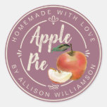 Rustic Mellow Mauve Homemade Apple Pie Classic Round Sticker