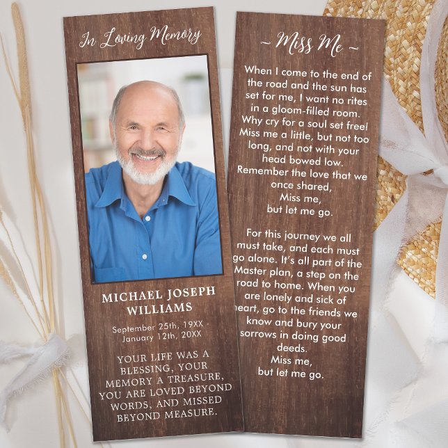Rustic Memorial Custom Photo Poem Prayer Funeral Bookmarks (Creator Uploaded)