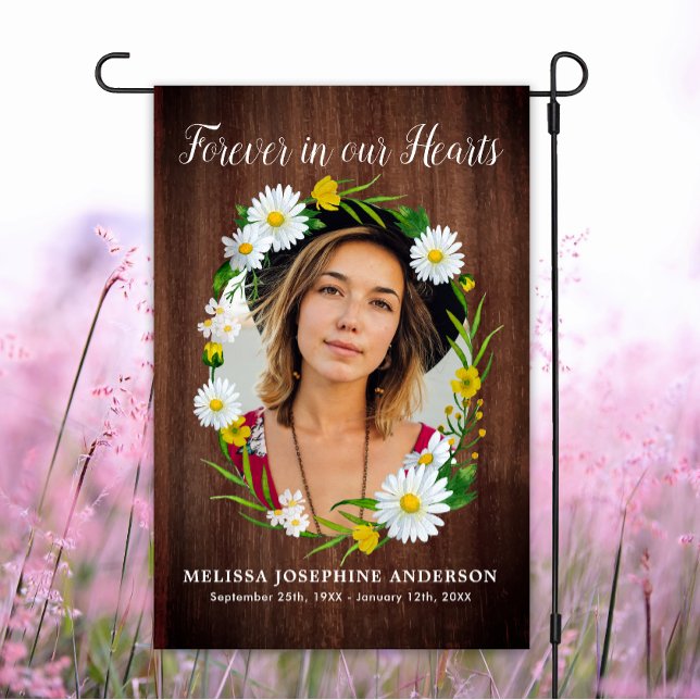 Rustic Memorial Floral Daisy Photo Grave Cemetery  Garden Flag (Creator Uploaded)