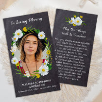 Rustic Memorial Floral Photo Funeral Prayer Card