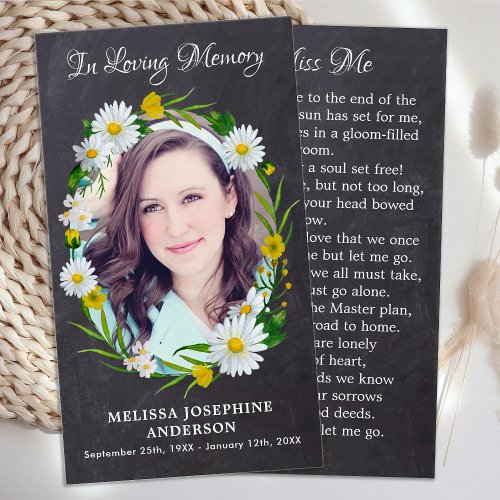Rustic Memorial Floral Picture Funeral Prayer Card