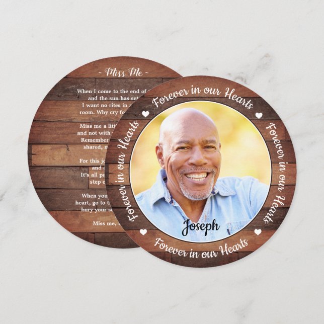 Rustic Memorial Funeral Prayer Card Sympathy Poem  (Front/Back)