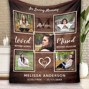 Rustic Memorial In Loving Memory Photo Collage Fleece Blanket
