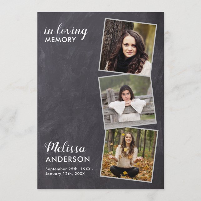 Rustic Memorial Order Of Service 3 Photo Funeral Program (Front)