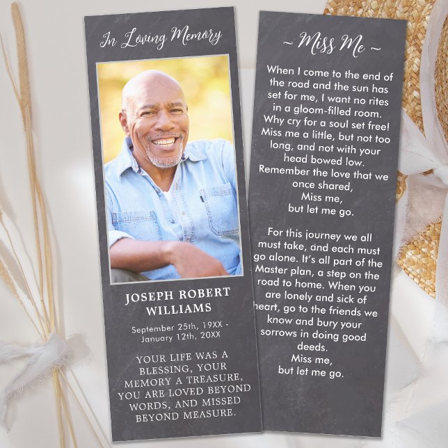 Rustic Memorial Photo Poem Sympathy Funeral Prayer Bookmarks (Creator Uploaded)