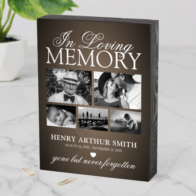 Rustic Memorial Photo Wooden Box Sign (In Situ Vertical)