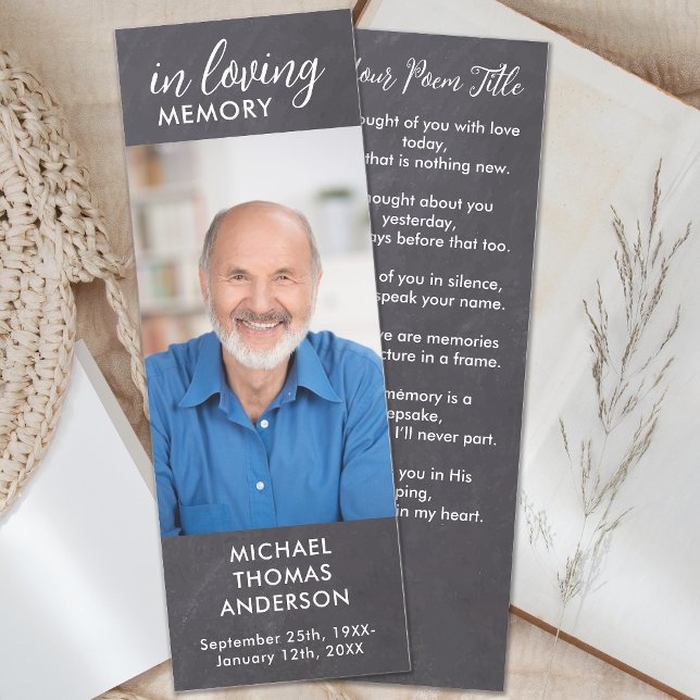 Rustic Memorial Poem Custom Photo Funeral Prayer Bookmarks (Creator Uploaded)
