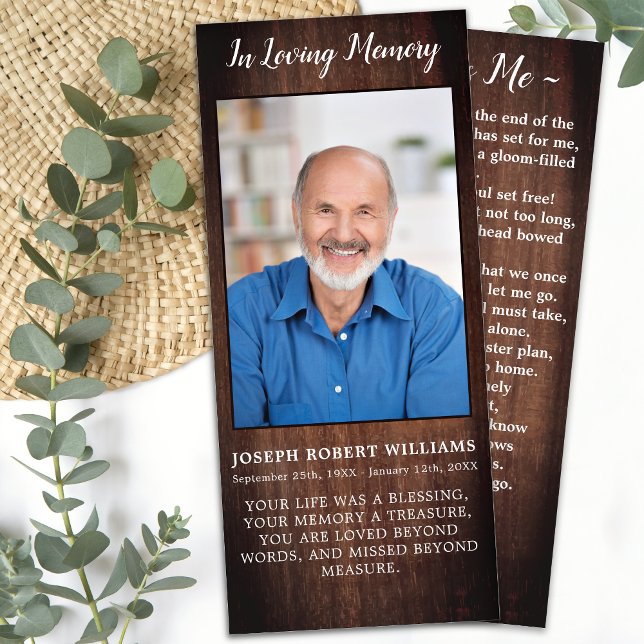 Rustic Memorial Poem Photo Funeral Prayer Card (Creator Uploaded)