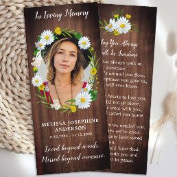 Rustic Memorial Prayer Card Funeral Bookmark