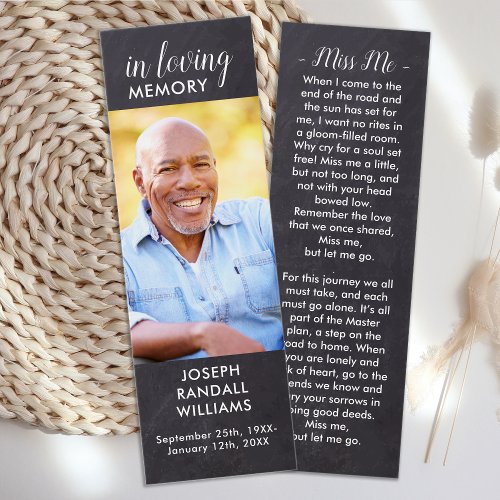 Rustic Memorial Prayer Card Poem Funeral Bookmark