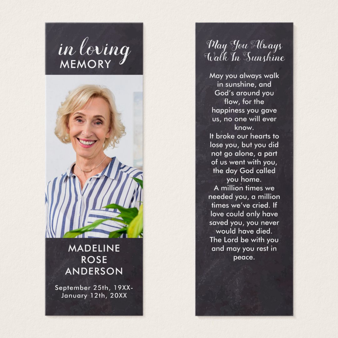 Rustic Memorial Remembrance Funeral Poem Bookmark | Zazzle