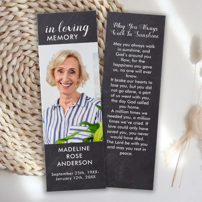 Rustic Memorial Remembrance Funeral Poem Bookmark | Zazzle