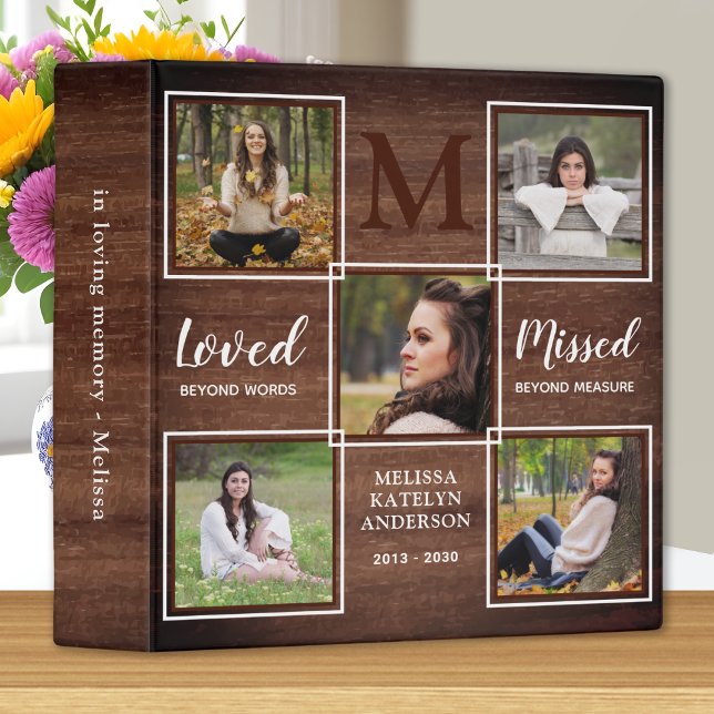Rustic Memorial Remembrance Keepsake Photo Album 3 Ring Binder (Creator Uploaded)