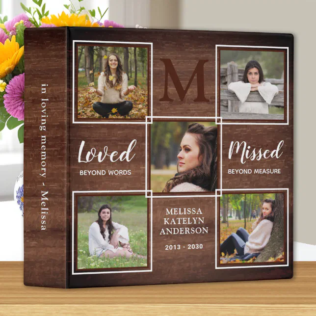 Rustic Memorial Remembrance Keepsake Photo Album 3 Ring Binder Zazzle 4126