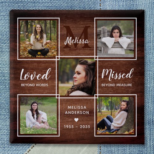 Rustic Memorial Remembrance Photo Collage Funeral Button