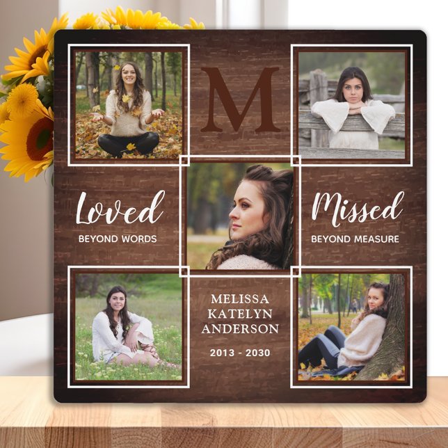 Rustic Memorial Remembrance Photo Collage Keepsake Plaque (Creator Uploaded)