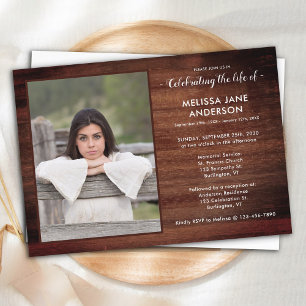 Rustic Memorial Service Celebration Of Life Photo Invitation