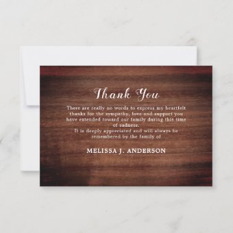 Rustic Memorial Sympathy Funeral Photo Collage Thank You Card | Zazzle