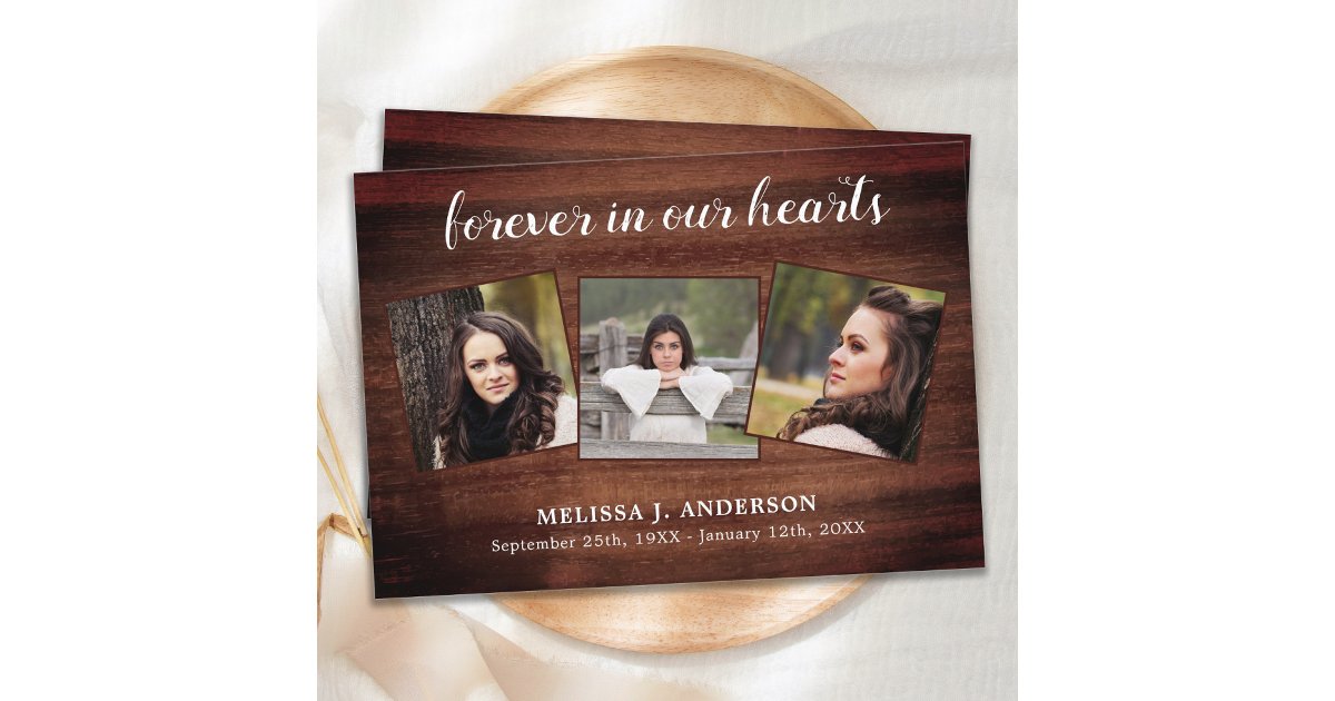 Rustic Memorial Sympathy Funeral Photo Collage Thank You Card | Zazzle
