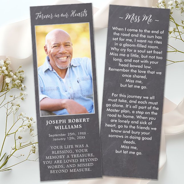 Rustic Memorial Sympathy Photo Funeral Prayer Card Bookmarks (Creator Uploaded)