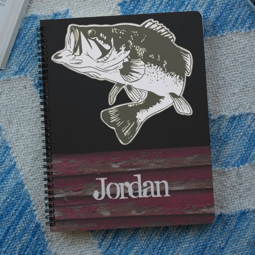 Rustic Mens Bass Fishing Cool Name Notebook