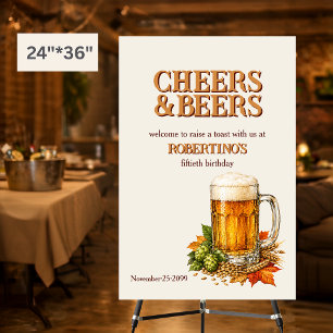 Rustic Men's Cheers and Beers 50th birthday party Foam Board