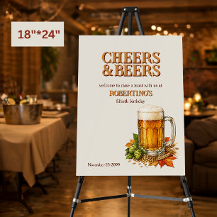Rustic Men's Cheers and Beers 50th birthday party Foam Board