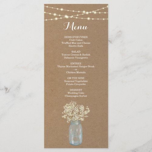 Rustic Menu for Wedding or other Special Occasion
