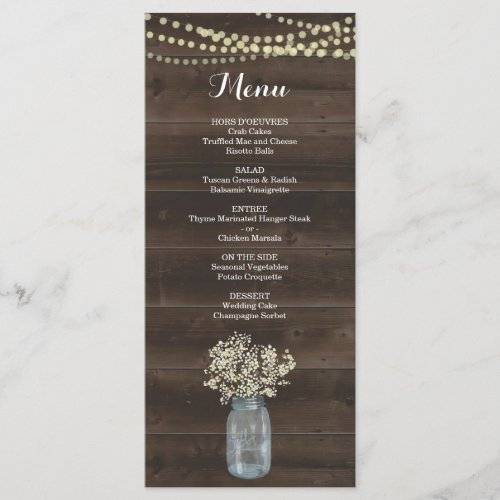 Rustic Menu for Wedding or other Special Occasion