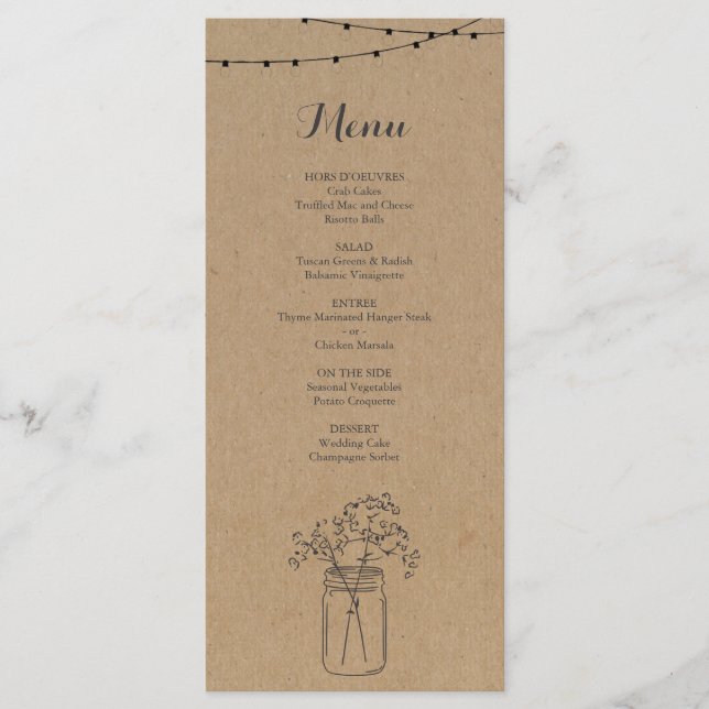 Rustic Menu for Wedding or other Special Occasion (Front)