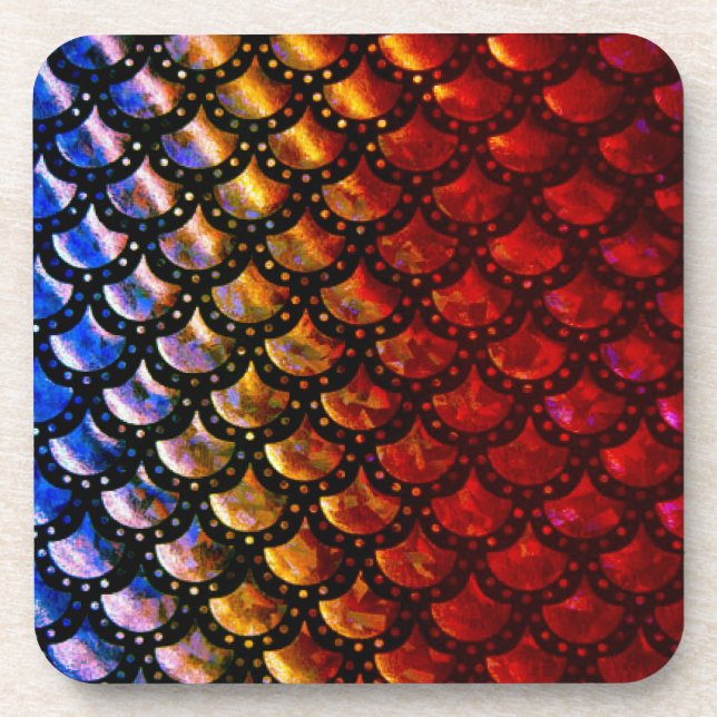 Rustic Mermaid Scales   Beverage Coaster (Front)