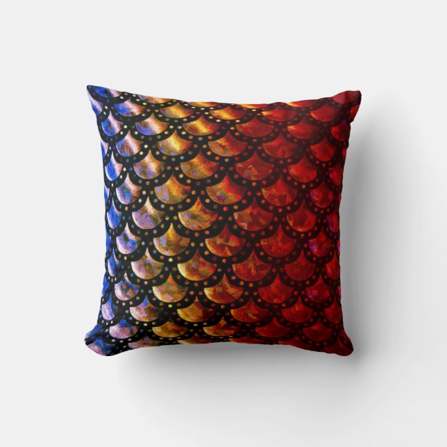 Rustic Mermaid Scales Throw Pillow (Front)